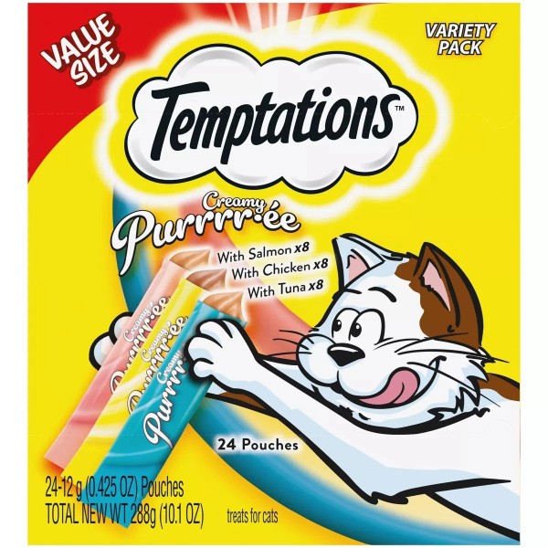 Temptations Creamy Purrrr-ee Chicken, Salmon and Tuna Lickable Cat Treats
