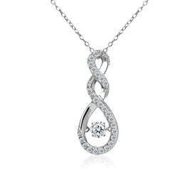 GemStar USA Sterling Silver Dancing Infinity Twist Necklace Made with AAA Cubic Zirconia