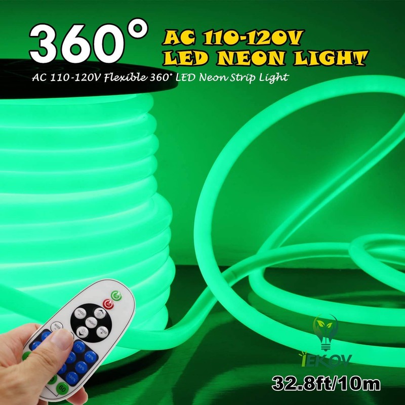 IEKOV [Upgrade] 360° LED NEON Light, AC 110-120V Flexible 360