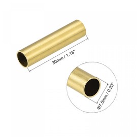 sourcing map Brass Tube 7.5 mm Outer Diameter 0.5 mm Wall Thickness 30 mm Long Pipe for DIY Pack of 10