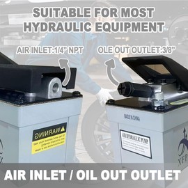 XFPC Air Hydraulic Pump 10,000 PSI 1.7L Reservoir NPT 3/8" Oil Outlet, NPT 1/4" Inlet, Hydraulic Pump Air Hydraulic Foot Pump, Grey