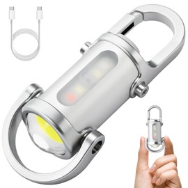 Ciwuzxs Keychain Flashlights Rechargeable, 800 Lumens EDC Mini Flashlights, COB Keychain Work Light Flashlights 7 Light Modes, Bright Mini Keychain Light for Walking, Searching and Hiking(White)