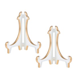 Artliving 2 Pack 5inch White Gold Thicken Acrylic Easels Display Stand Plate Stand Holder Display Pictures Frame,Decorative Plates, and Artworks