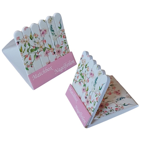 Mibella 12pcs Matchbox Nail Files Set Travel Nail Files Floral