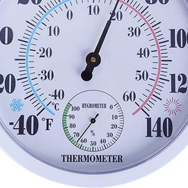 Indoor Outdoor Thermometer Hygrometer, Lirches Outdoor Thermometer Large Numbers, Decorative Outdoor Thermometers for Patio, No Battery Needed Wall Thermometer Round 10" in Diameter