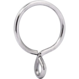 Metal One Line Curtain Rings with Eyelets with Inner Diameter 35 mm Suitable for Under 30 mm Curtain Rods (Mist Nickel, Pack of 28)