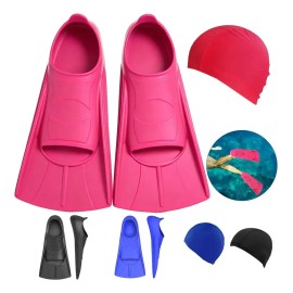 Aletas Cortas De Buceo Antideslizantes Para Hombres Mujeres Rosa roja EU36-38MX3-4.5MX23-24