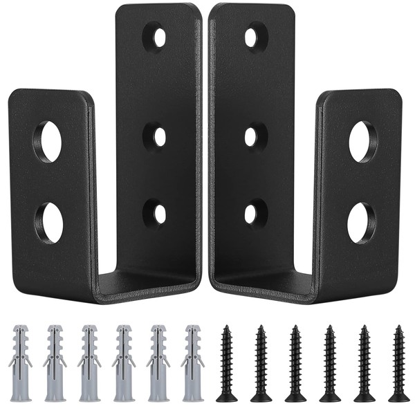 2 Pcs Door Barricade Brackets, Door Barricade Clamps U Brackets,