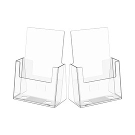 hocadon Pack of 2 Brochure Holder Flyer Stand A5 Table Brochure Stand Acrylic Transparent Flyer Stand for Counter Office Restaurant Reception