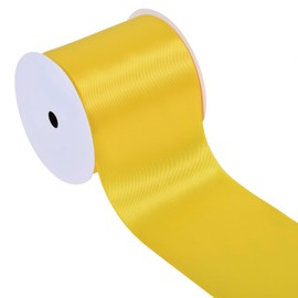 YAMA Yellow Double Faced Satin Ribbon, 3 Inch 10 Yards, Great for Crafts Bows Flower Bouquet Wedding Home Decor Gift Wrapping