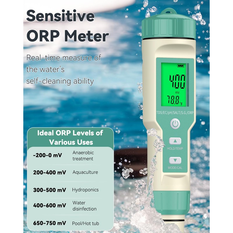 Pawfly pH Pen & ORP Meter, 7 in 1 pH
