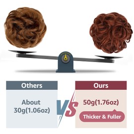 FeidyLong 2 PCS Messy Bun Hair Piece Wavy Curly Hair Bun Scrunchies Extensions Synthetic Chignon Thick Updo Hairpieces for Women Girls(Light Brown mix Light Auburn)