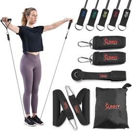 Sunny Health & Fitness Set de Bandas de Resistencia con Correa de Tobillo