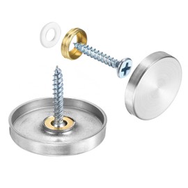 uxcell 12 Pcs Screw Covers Caps, 304 Stainless Steel Mirror Screws Decorative Caps Cover Nails, Mirror Screws Fasteners for Sign Advertising Hardware Construction, 30mm Diameter, Silver