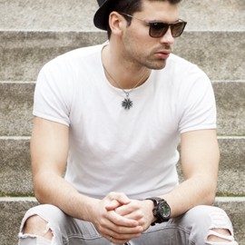 Cupimatch Men's Stainless Steel Necklace for Men Bible Jesus Crucifix Boys Neck Jewellery with Pendant 56 cm Black