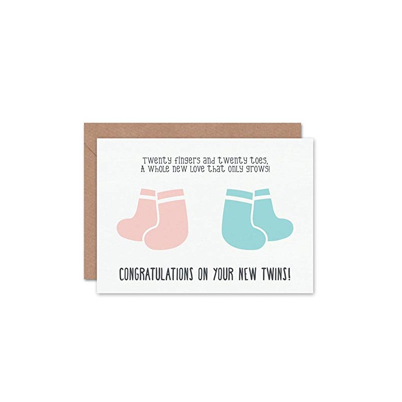 Wee Blue Coo CARD GREETING NEW BABY TWINS 20 FINGERS