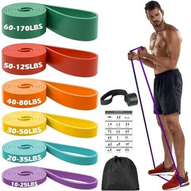 Resistance Bands, 6 Resistance Levels Pull Up Assistance Bands, Exercise Bands for Men&Women, Heavy Duty Resistance Band Set with Door Anchor, for Working Out, Muscle Training, Physical Therapy - Color: Yellow (30-50LBS)