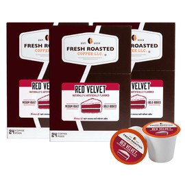 Fresh Roasted Coffee, Red Velvet, Flavored Coffee Pods, 72 Count