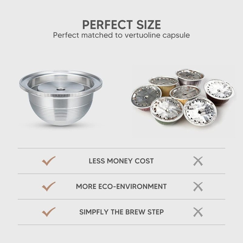 RECAFIMIL Stainless Steel Refillable Coffee Pods Compatible for Nespresso VertuoPlus,St.