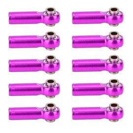 equlup Metal Link Rod End, 10Pcs Aluminium Alloy M4 Positive and Negative Thread Tie Push Link Rod Joint Replacement for 1/10 Model RC Car (Purple)
