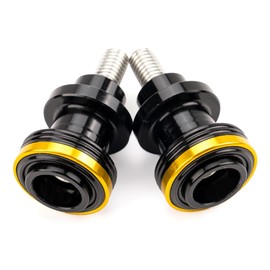 CCYYMOWOK Pack of 2 M8 Stand Mount Bobbins, Repair Stand Swing Spools for Mortor Bike Accessories, Universal 8 mm Fork Sockets, Motorcycle Stand, Swing Adapter, Rear, CNC Aluminium (Gold)