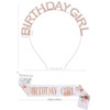 CHTENG Colorful Birthday Girl Sash and Tiara Rhinestone Crown Headband