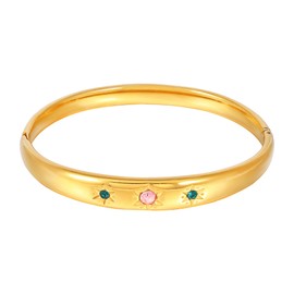 Manfnee Dainty Bangle Bracelet for Women Cubic Zirconia Stainless Steel Bracelets Flower Bangle Bracelet Oval Bangles Bracelets