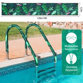 Mydrissu Pool Handrail Cover, 10 Feet Zippered Swimming Pool Hand Railing Covers Anti-Scald Slip Resistant Safety Pool Hand Rail Grip Handles Sleeve for Swimming Pools Ladder Hand Railing Grips-Green