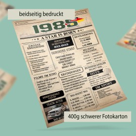 Jubiläumsposter 40 Jahre | Geburtstagskarte 1985 | Geburtstagsgeschenk für Männer und Frauen | Geburtsjahr 1985 | Vintage Poster | Dekoration und Geschenkidee | Zurück in 1985