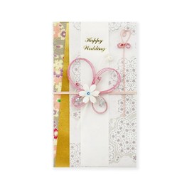 FRONTIA Traditional Japanese Money Envelopes, Glitter Cherry Blossom, Decorative Fancy Envelopes for Cash, Wedding Gifts, Celebrations (6 Packs, Bulk Pack)