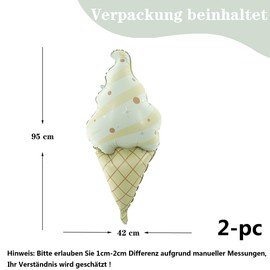 Balloons Ice Cream Pack of 2 Matte Ice Cream Balloons Large Beautiful Cartoon Decor Children's Birthday Party Decoration for Boys Girls Birthday Decoration Summer Party Decoration