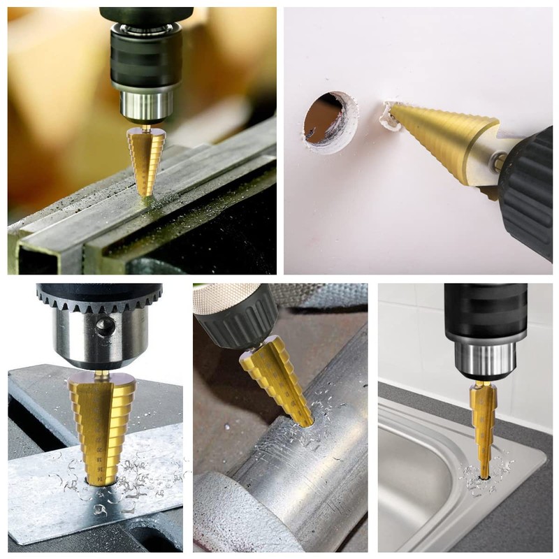 Flintronic HSS Step Drill Bit Set 3 Pieces, Hex Shank