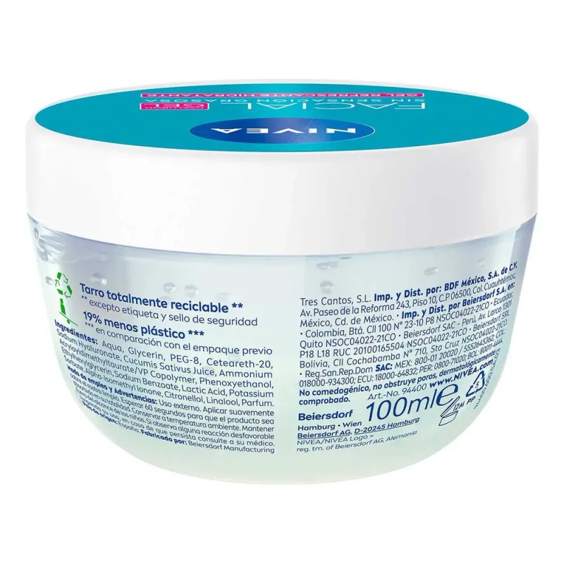 Gel Facial Nivea Cuidado Facial Con Ácido Hialurónico 100ml