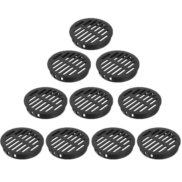 10 Pcs Round Air Vents, 80mm Black Louvered Plastic Grill