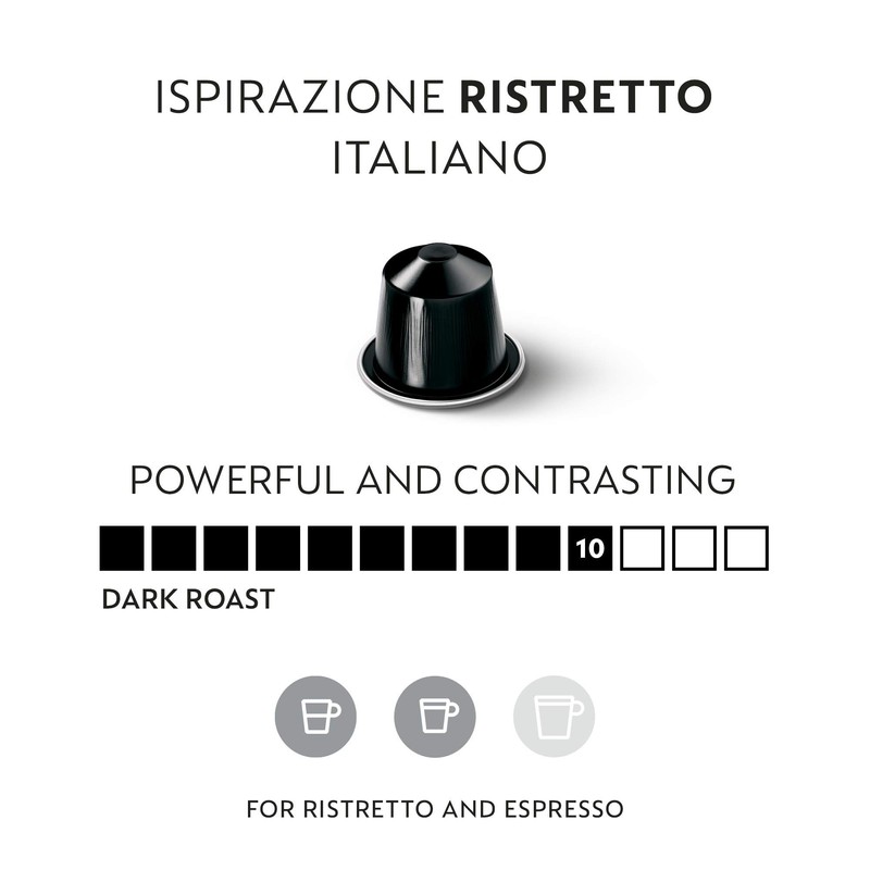 Nespresso Capsules OriginalLine, Ristretto Italiano, Dark Roast Espresso Coffee, 50-Count