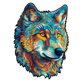CHARMIBLE Puzzle in Legno per Adulti, 300 Pezzi, Puzzle Irregolare a Forma di Lupo, 41 x 29,7 cm, Confezione Regalo in Legno