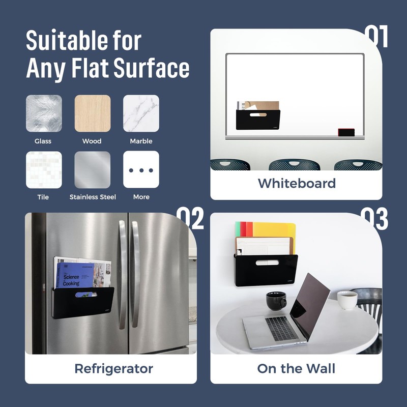 loukin Magnetic File Holder - 13"×5.9" Vertical Wall Mount Organizer