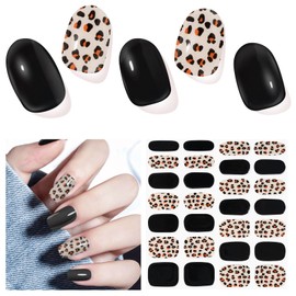 DUKASOU Nail Stickers,28 pcs Gel Nail Strips, Work with Any UV Lights, Long-Lasting Gel NailWraps for Women, Salon Quality Easy to Apply & Remove