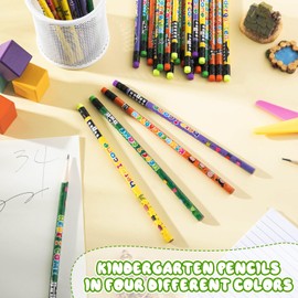 Spakon 100 Pcs Kindergarten Pencils for Kids Girls Cute Kindergarten Pencils Kindergarten Here I Come School Supplies for Classroom Reward Party Favor with Erasers