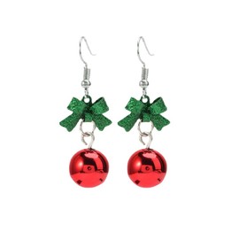 Bow Red Green Pearl Drop Dangle Earrings,Lovely Christmas Metal Dangling for Women Daughter Thanksgiving Christmas Festival Party Jewelry