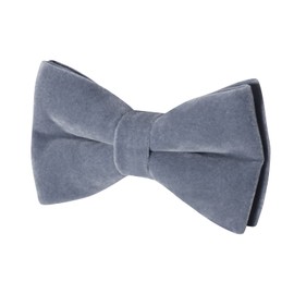 HOULIFE Men's Bow Tie Set - Adjustable Velvet Bow Tie, Pre-Tied Bow Tie, Plain Pocket Square, Cufflinks Set for Groom Wedding Formal with Gift Box (Double Layer Bow Tie), silver-grey