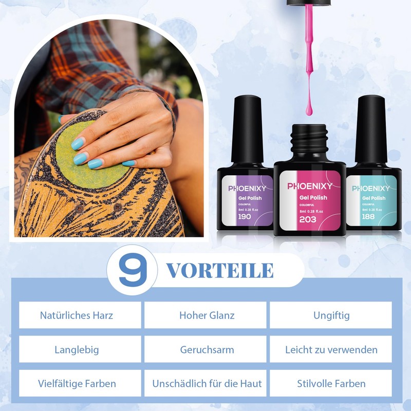 phoenixy Gel Nagellack Set, Phoenixy 21 Farben UV Nagellack Set