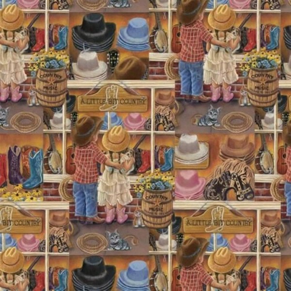 David Textiles Country Style Patch Boots Digital 100% Cotton Fabric