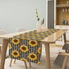 Farmhouse Sunflower Table Runner Flower Black White Checkered Background Art