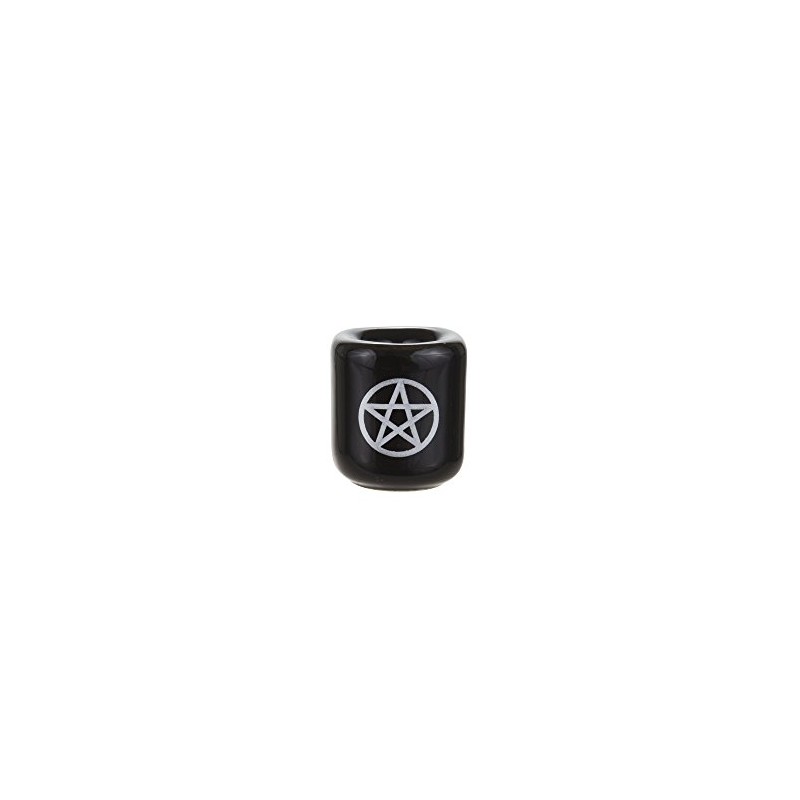Mega Candles Ceramic Silver Pentacle Chime Ritual Spell Candle Holder