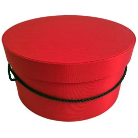Sarah's Hat Boxes Classic Red Hat Box – 8.75" x 4.5" (Dia. x Ht.) Handmade in USA – Odorless Non-Toxic Adhesive, Cording Handle – Premium Storage for Hats & Accessories