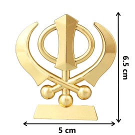 GCT Sikh Religious Khanda Golden Metal Idol/Murti/Statue Decorative Showpiece Gift Item for Car Dashboard/Pooja/Home Decor/Office Showpiece