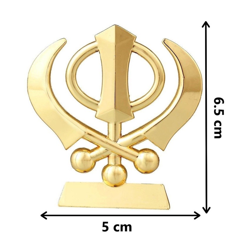 GCT Sikh Religious Khanda Golden Metal Idol/Murti/Statue Decorative Showpiece Gift