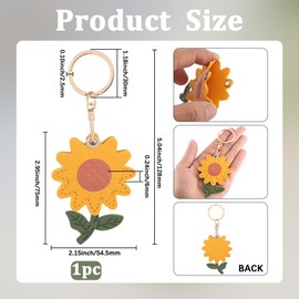 SOFPLATE 1 Box Sunflower Purse Keychain Charm Airtag Keychain Holder PU Imitation Leather Retro Flower Colorful Alloy Pendants Airtag GPS Tracker Case for Handbags Car Keys Bags Purse DIY Decoration
