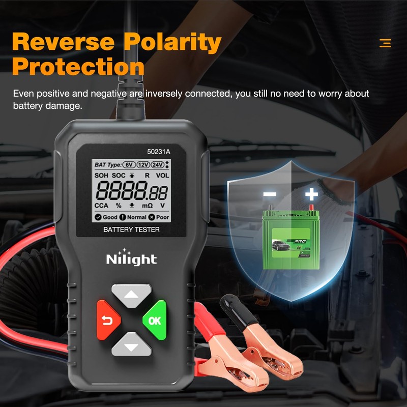 Nilight Car Battery Tester 6V 12V 24V Accurate Digital Auto
